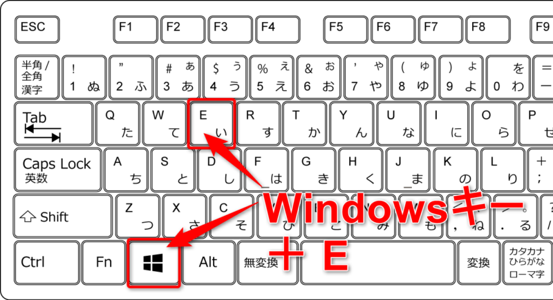 Windows+Eでエクスプローラーを開く